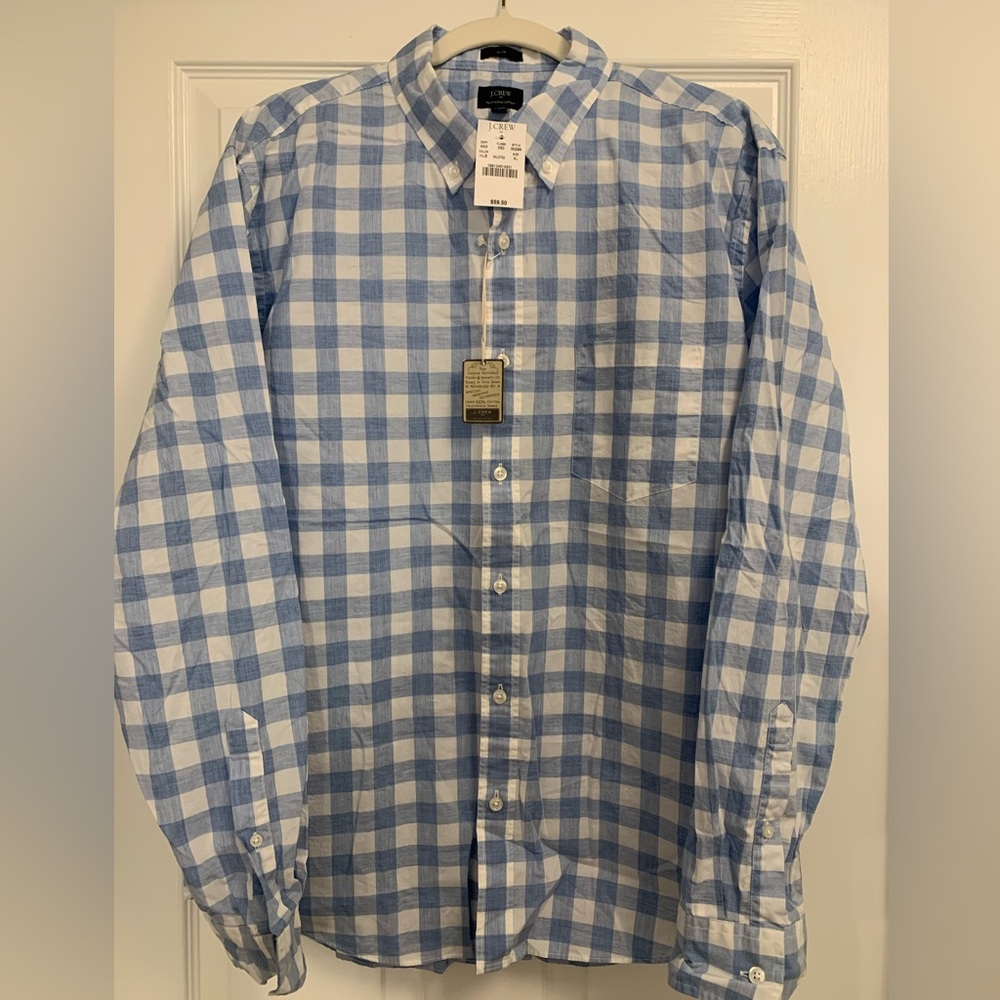 NEW Jcrew Men’s Heathered Cotton Button-Down Slim-Fit Shirt